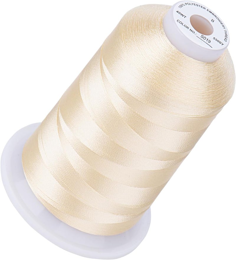 simthread 5500Yds Embroidery Thread, 5000M High-Yardage 40WT 100% Polyester Thread – 170+ Vivid Colors, High-Speed Rated – Compatible with Brother, Singer, Janome & More - Macadiamia S019 - Image 1